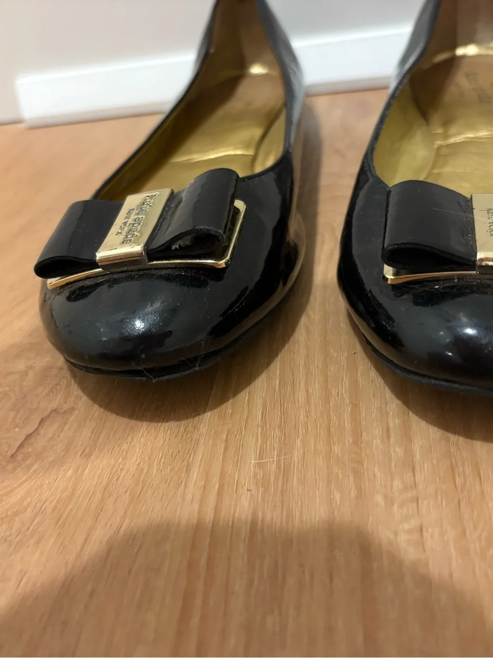 kate spade Black Patent Bow Flats size 9.5